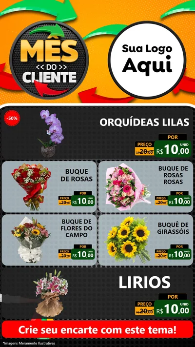 Modelo de TV para TV Vertical com o tema Mês do Cliente para Floricultura e jardim