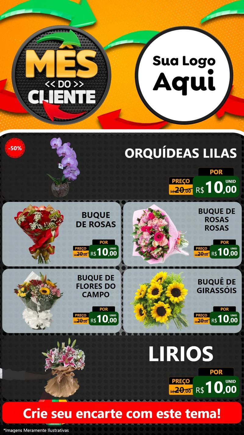 Modelo de TV para TV Vertical com o tema Mês do Cliente para Floricultura e jardim