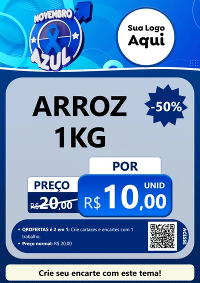Modelo de Cartaz para Cartaz A4 Vertical com o tema Novembro Azul para Supermercado