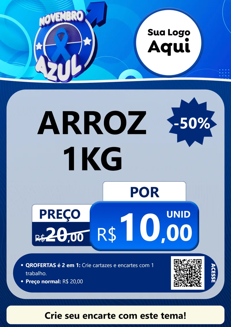 Modelo de Cartaz para Cartaz A4 Vertical com o tema Novembro Azul para Supermercado