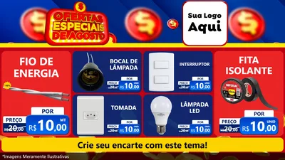 Modelo de TV para TV Horizontal com o tema Ofertas Especiais de Agosto para Materiais Elétricos