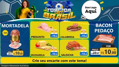 Modelo de TV para TV Horizontal com o tema Torcida Vai Brasil - Copa para Frios e Laticínios