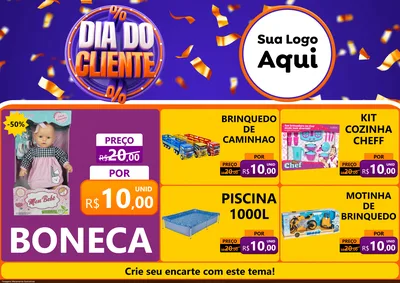 Modelo de Encarte para Encarte A4 Horizontal com o tema Dia do Cliente para Brinquedos