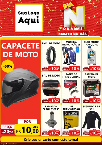 Modelo de Encarte para Encarte A4 Vertical com o tema Dia N o Dia Mais Barato do Mês para Moto peças