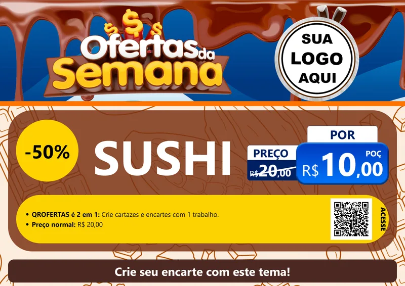 Modelo de Cartaz para Cartaz A4 Horizontal com o tema Ofertas da Semana - Páscoa para Comida japonesa