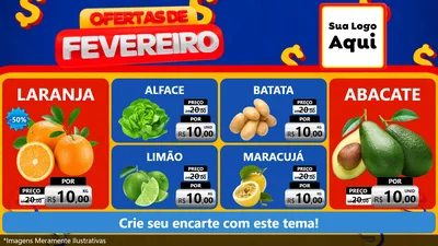 Modelo de TV para TV Horizontal com o tema Ofertas de Fevereiro para Hortifrúti