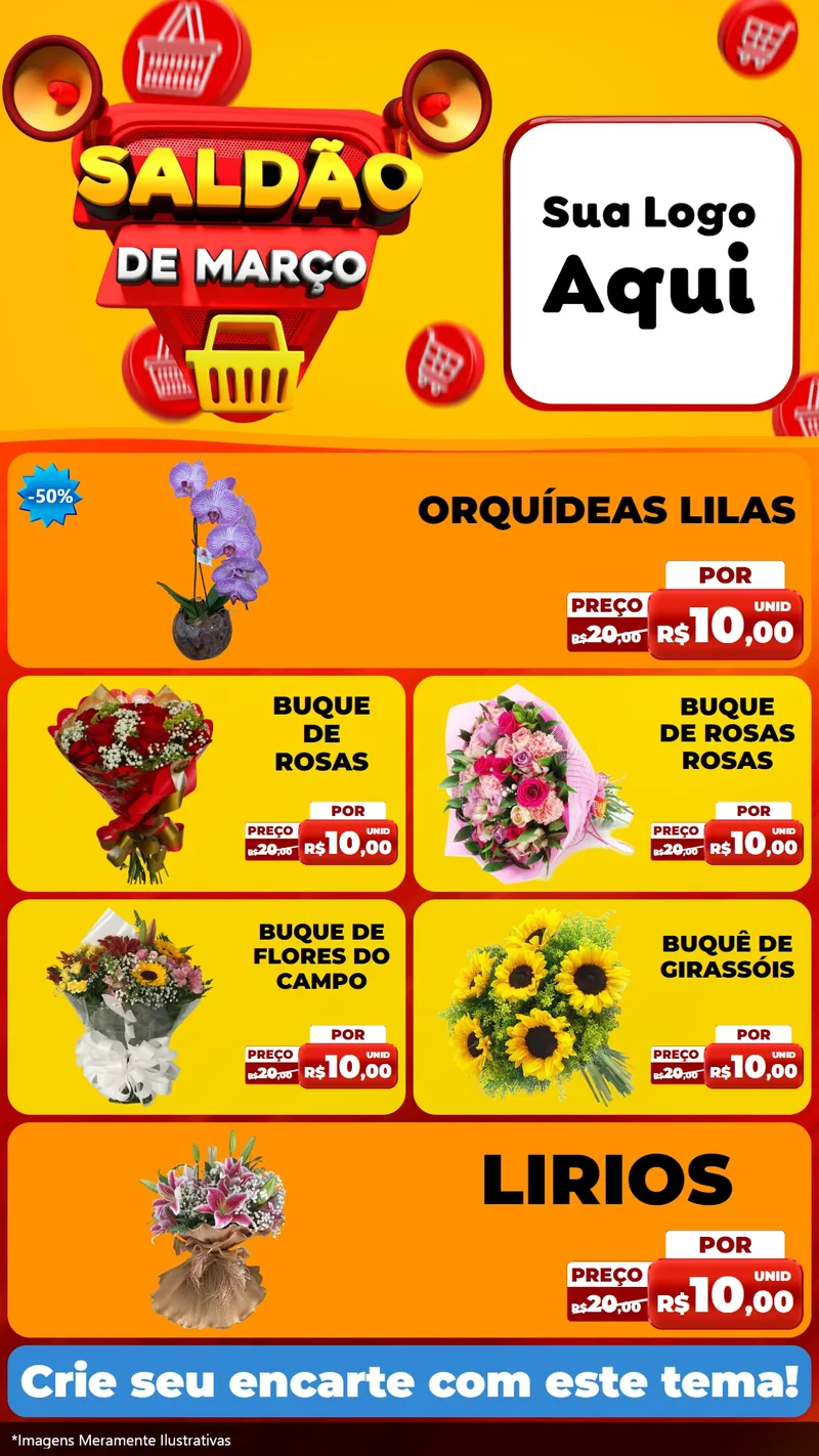 Modelo de TV para TV Vertical com o tema Saldão de Março para Floricultura e jardim