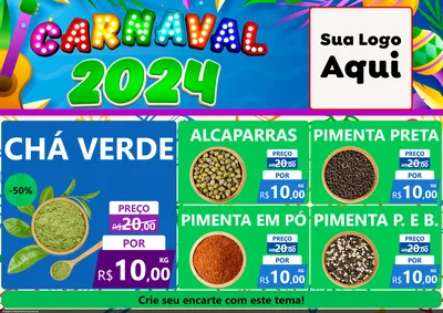 Modelo de Encarte para Encarte A4 Horizontal com o tema Carnaval 2027 para Produtos Naturais