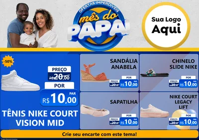 Modelo de Encarte para Encarte A4 Horizontal com o tema Ofertas Imperdíveis Mês Do Papai para Calçados