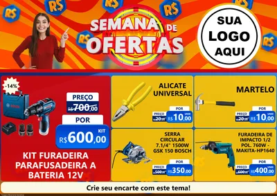 Modelo de Encarte para Encarte A4 Horizontal com o tema Semana de Ofertas para Maquinas e Ferramentas