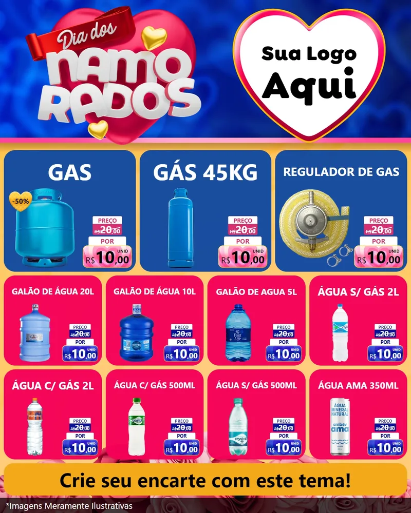 Modelo de Rede Social para Feed Instagram com o tema Dia dos namorados para Água e gás