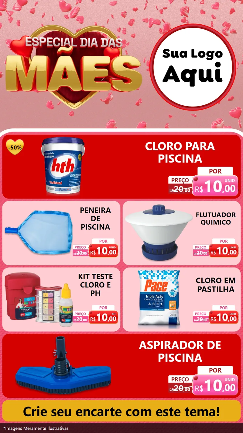 Modelo de TV para TV Vertical com o tema Especial Dia Das Mães para Produtos para Piscina