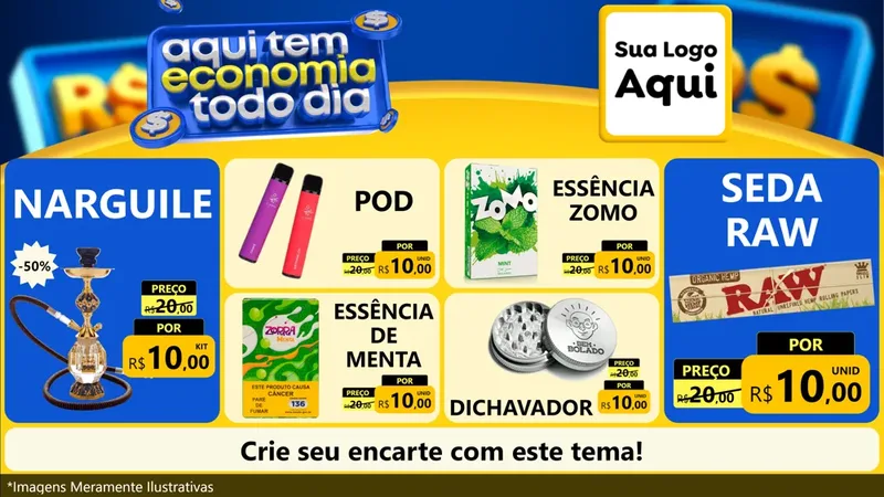 Modelo de TV para TV Horizontal com o tema Aqui Tem Economia Todo Dia para Tabacaria