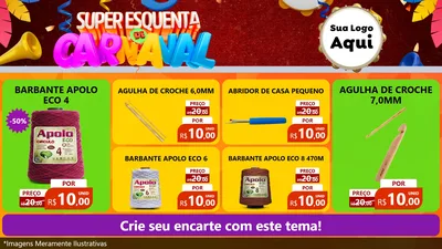 Modelo de TV para TV Horizontal com o tema Super Esquenta de Carnaval para Armarinho e Aviamentos