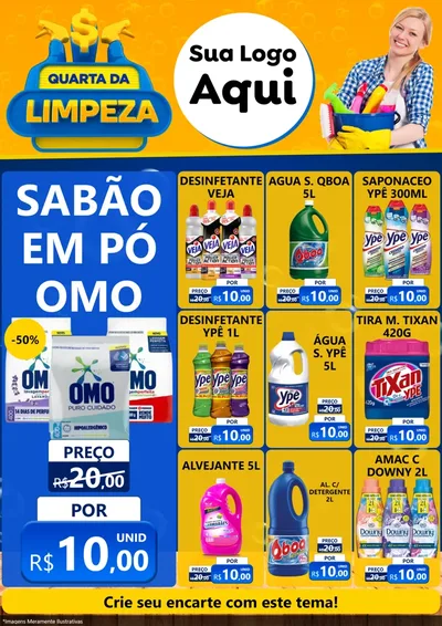 Modelo de Encarte para Encarte A4 Vertical com o tema Quarta da Limpeza para Produtos de Limpeza