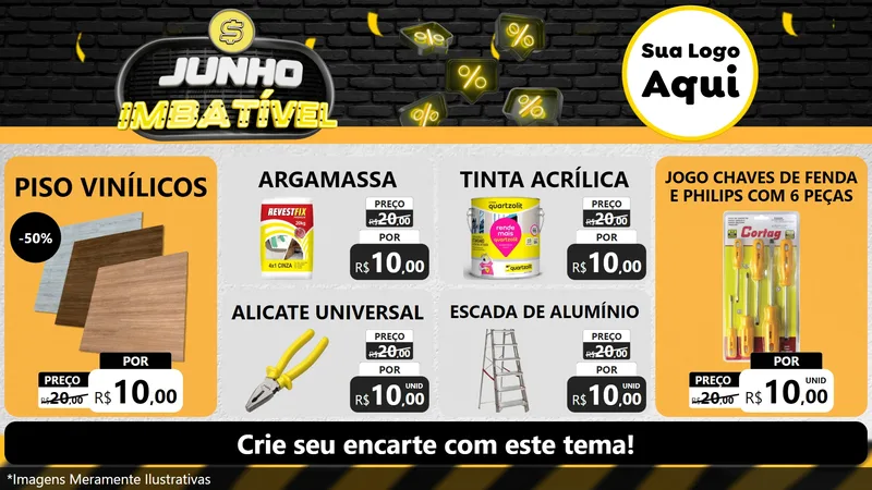 Modelo de TV para TV Horizontal com o tema Junho Imbatível para Material para Construção