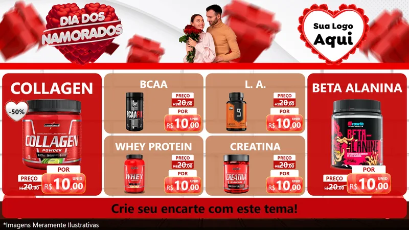 Modelo de TV para TV Horizontal com o tema Dia dos Namorados para Suplementos alimentares