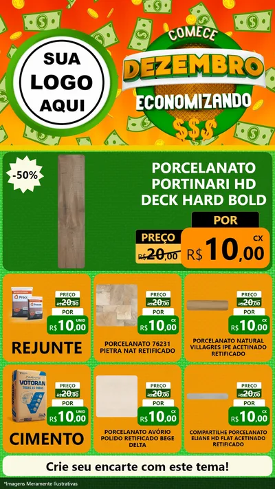 Modelo de Rede Social para Stories com o tema Comece Dezembro Economizando para Pisos e revestimentos