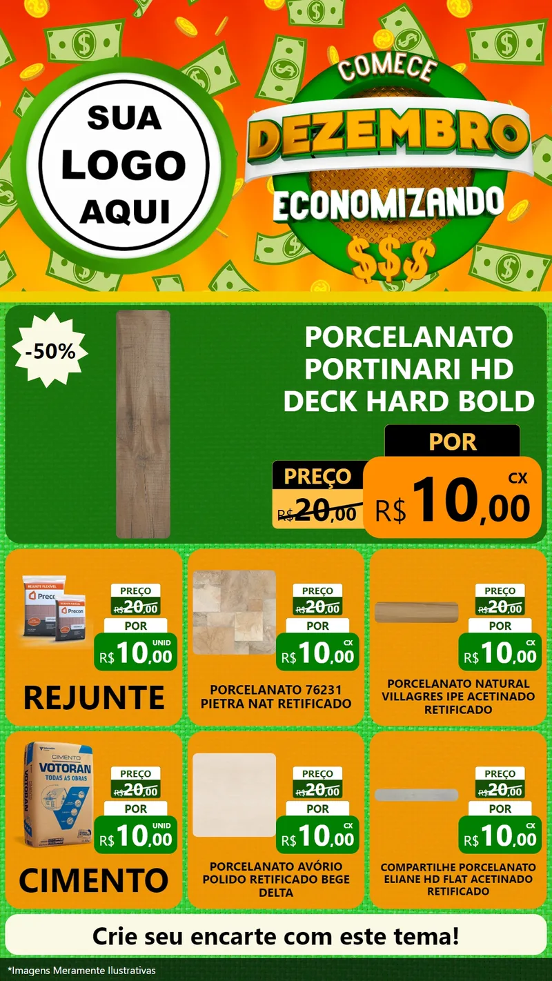 Modelo de Rede Social para Stories com o tema Comece Dezembro Economizando para Pisos e revestimentos