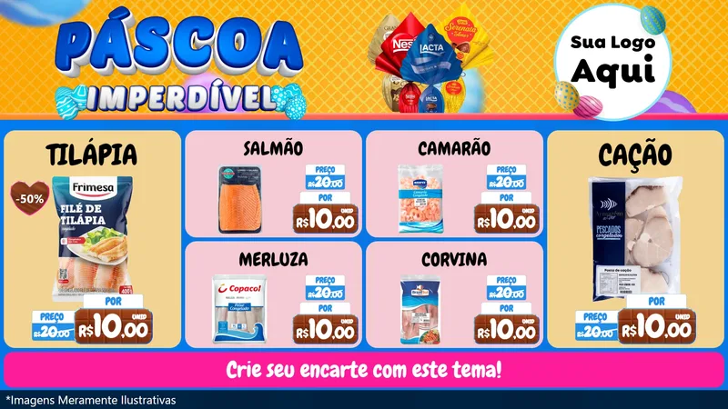 Modelo de TV para TV Horizontal com o tema Páscoa Imperdível para Peixaria