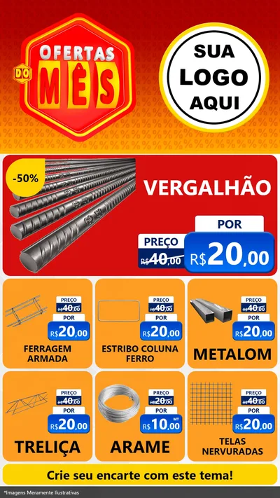 Modelo de Rede Social para Stories com o tema Ofertas do Mês para Ferragens
