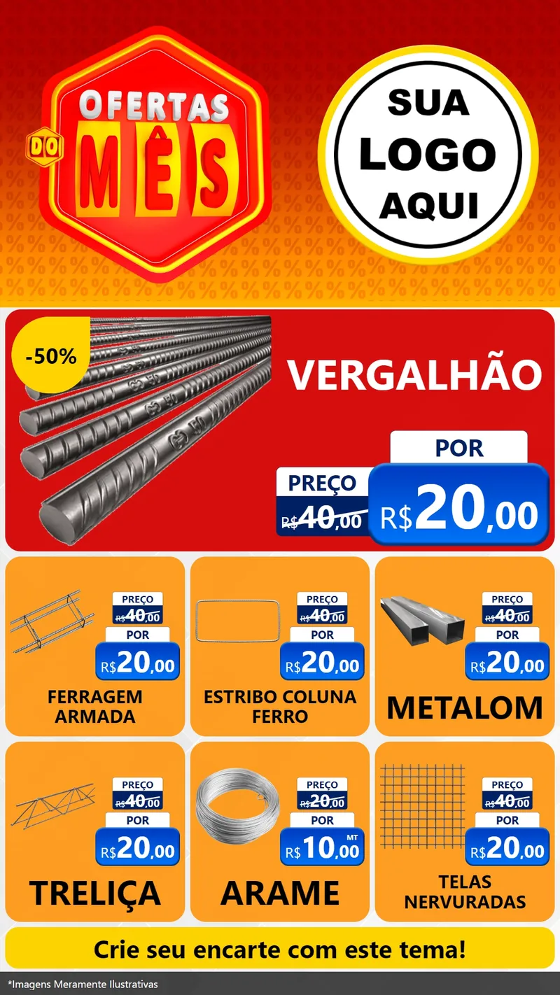 Modelo de Rede Social para Stories com o tema Ofertas do Mês para Ferragens