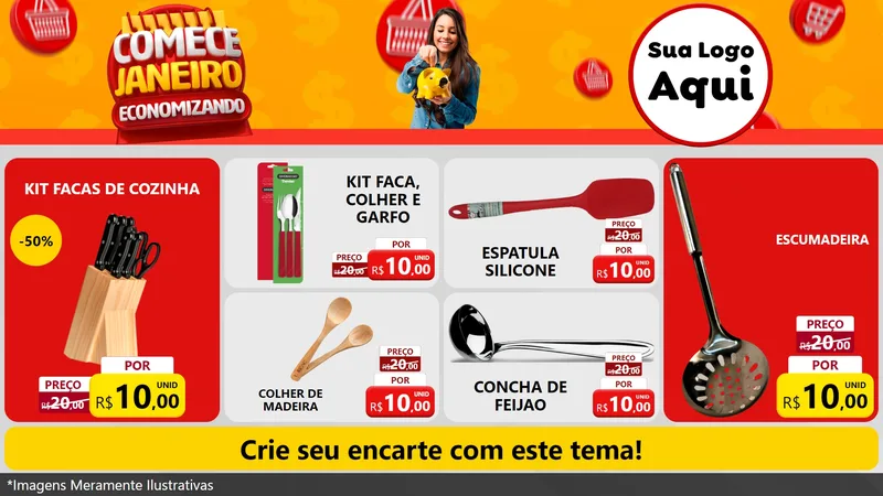Modelo de TV para TV Horizontal com o tema Comece Janeiro Economizando para Utilidades Domésticas