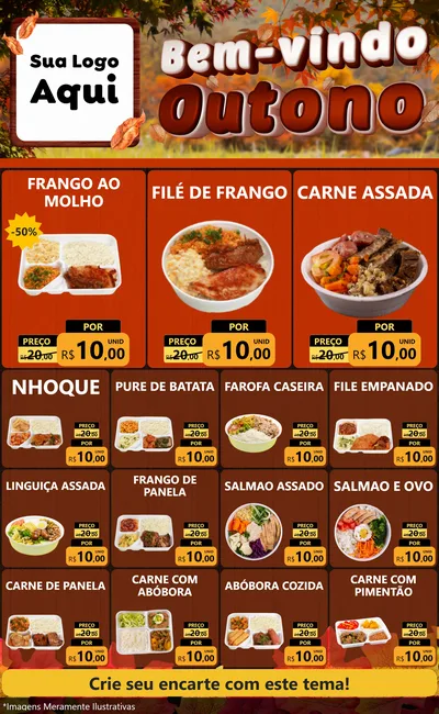 Modelo de Encarte para Encarte Grande com o tema Bem-vindo Outono para Restaurante