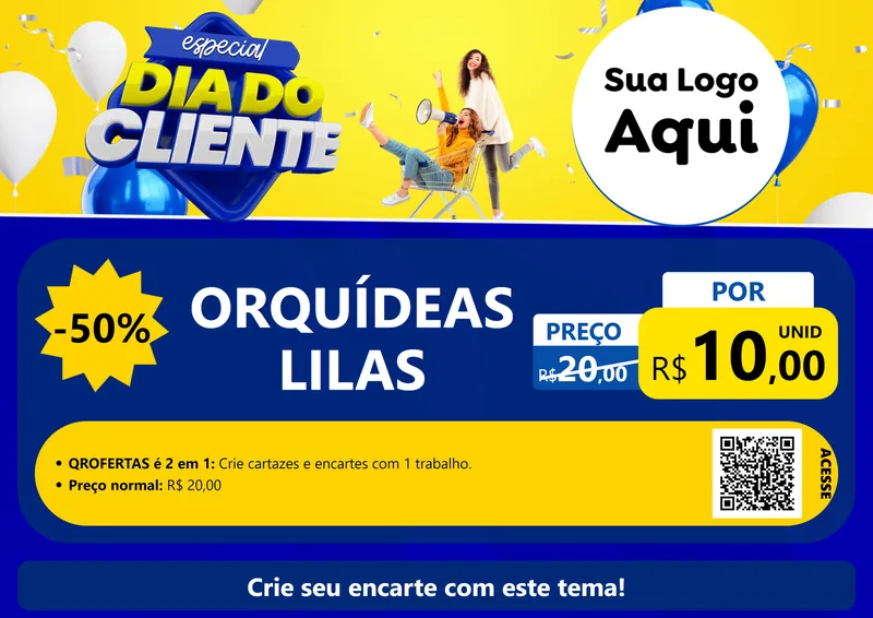 Modelo de Cartaz para Cartaz A4 Horizontal com o tema Especial Dia do Cliente para Floricultura e jardim