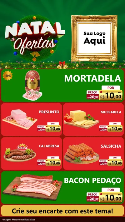 Modelo de TV para TV Vertical com o tema Natal de Ofertas para Frios e Laticínios