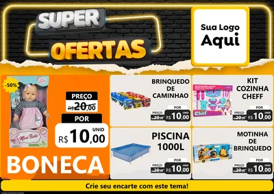 Modelo de Encarte para Encarte A4 Horizontal com o tema Super Ofertas para Brinquedos