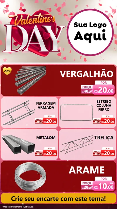 Modelo de TV para TV Vertical com o tema Valentine's Day para Ferragens