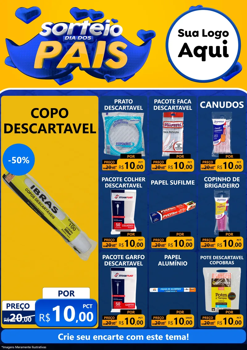 Modelo de Encarte para Encarte A4 Vertical com o tema Sorteio Dia dos Pais para Embalagens