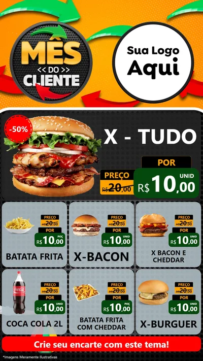 Modelo de Rede Social para Stories com o tema Mês do Cliente para Hamburgueria