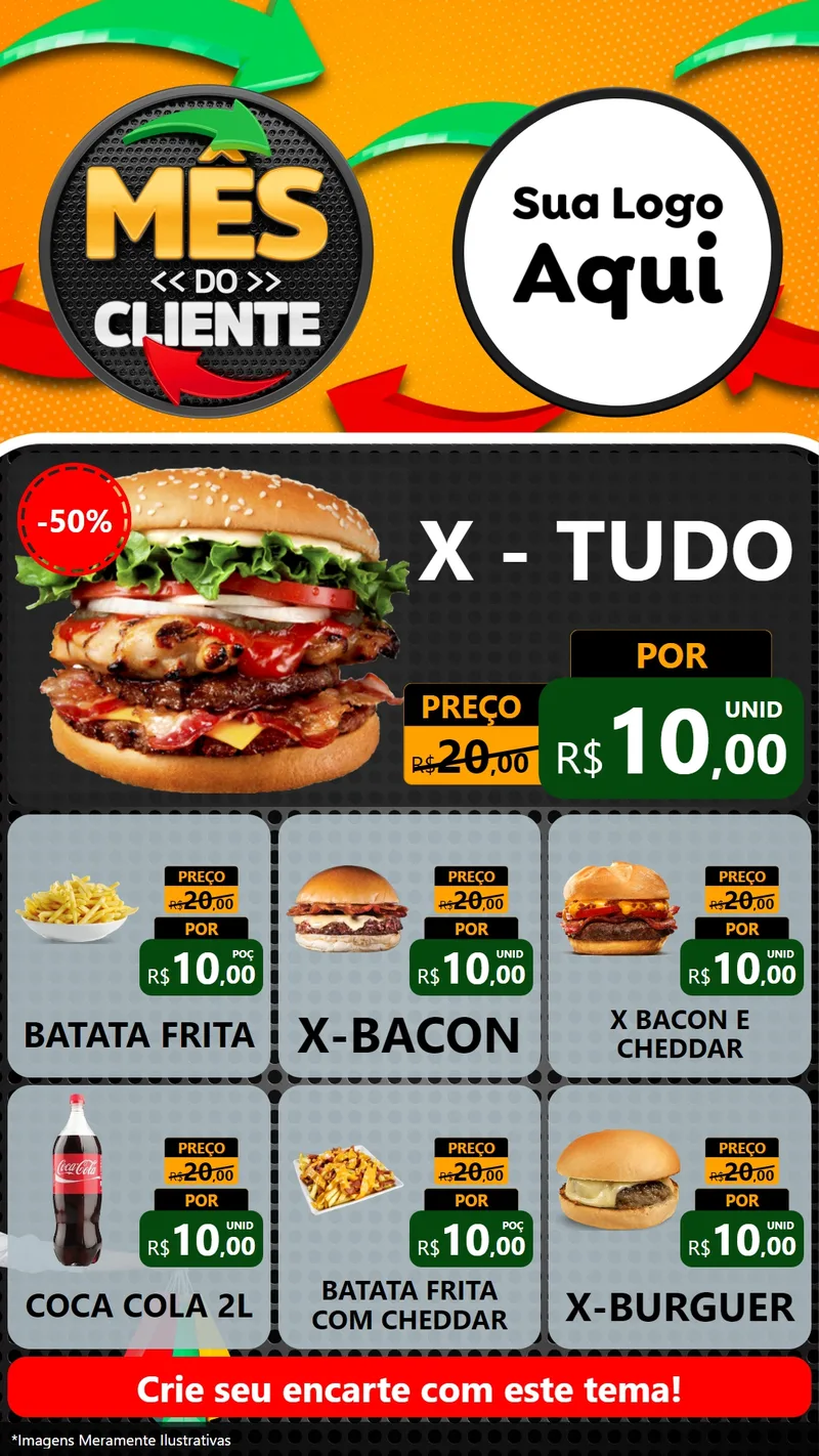 Modelo de Rede Social para Stories com o tema Mês do Cliente para Hamburgueria