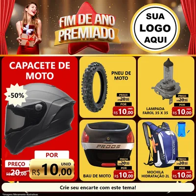 Modelo de Rede Social para Feed Facebook com o tema Fim de Ano Premiado para Moto peças