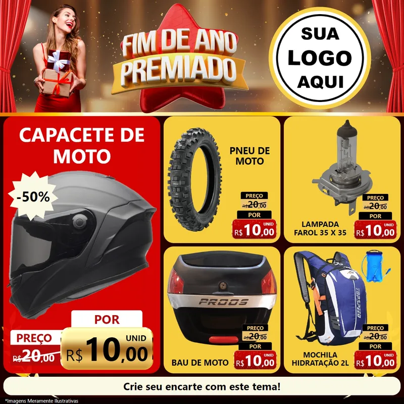 Modelo de Rede Social para Feed Facebook com o tema Fim de Ano Premiado para Moto peças
