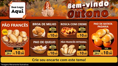 Modelo de TV para TV Horizontal com o tema Bem-vindo Outono para Padaria