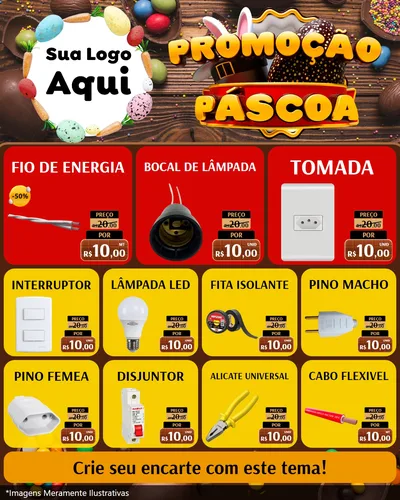 Modelo de Rede Social para Feed Instagram com o tema Promoção Páscoa para Materiais Elétricos