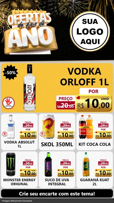 Modelo de Rede Social para Stories com o tema Ofertas de Fim de Ano para Distribuidora de bebidas