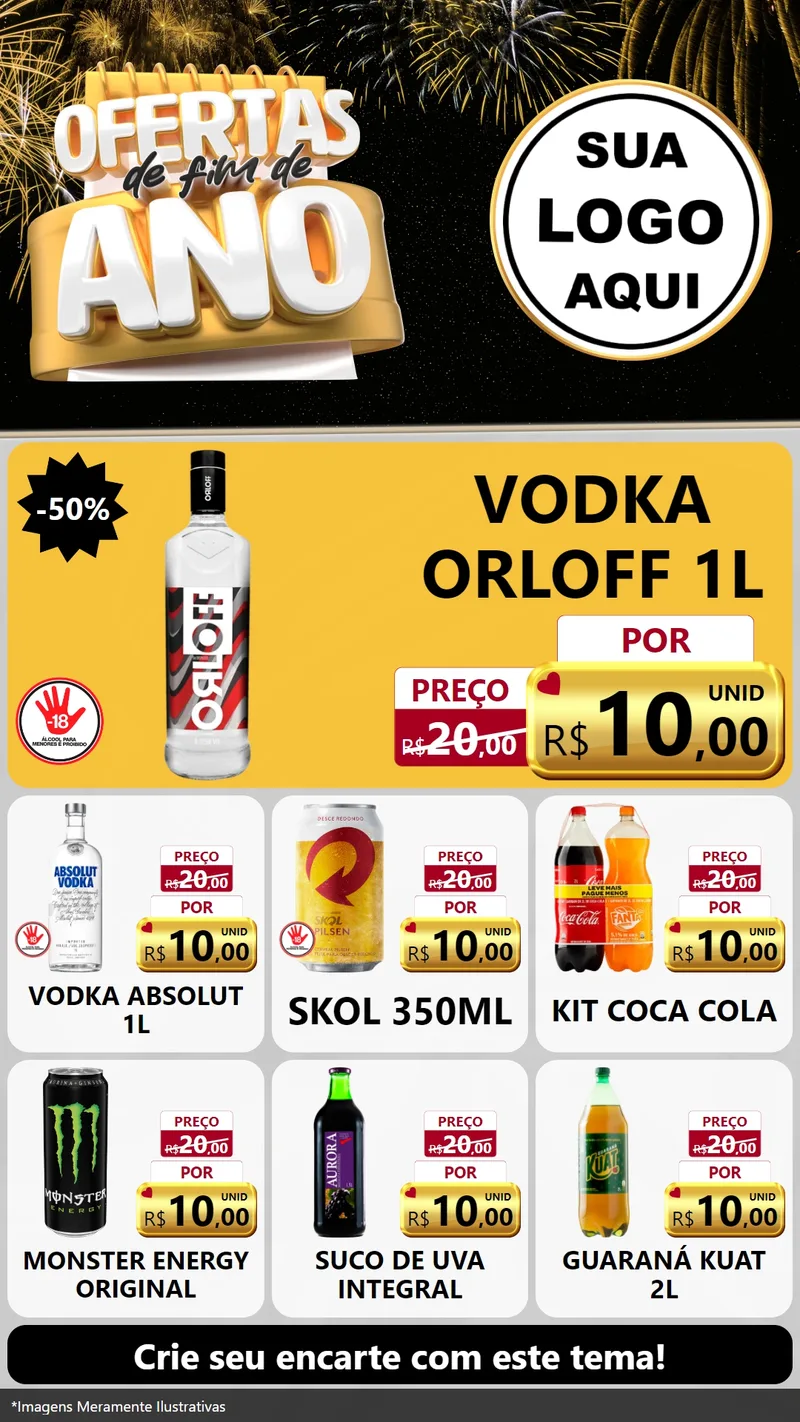Modelo de Rede Social para Stories com o tema Ofertas de Fim de Ano para Distribuidora de bebidas