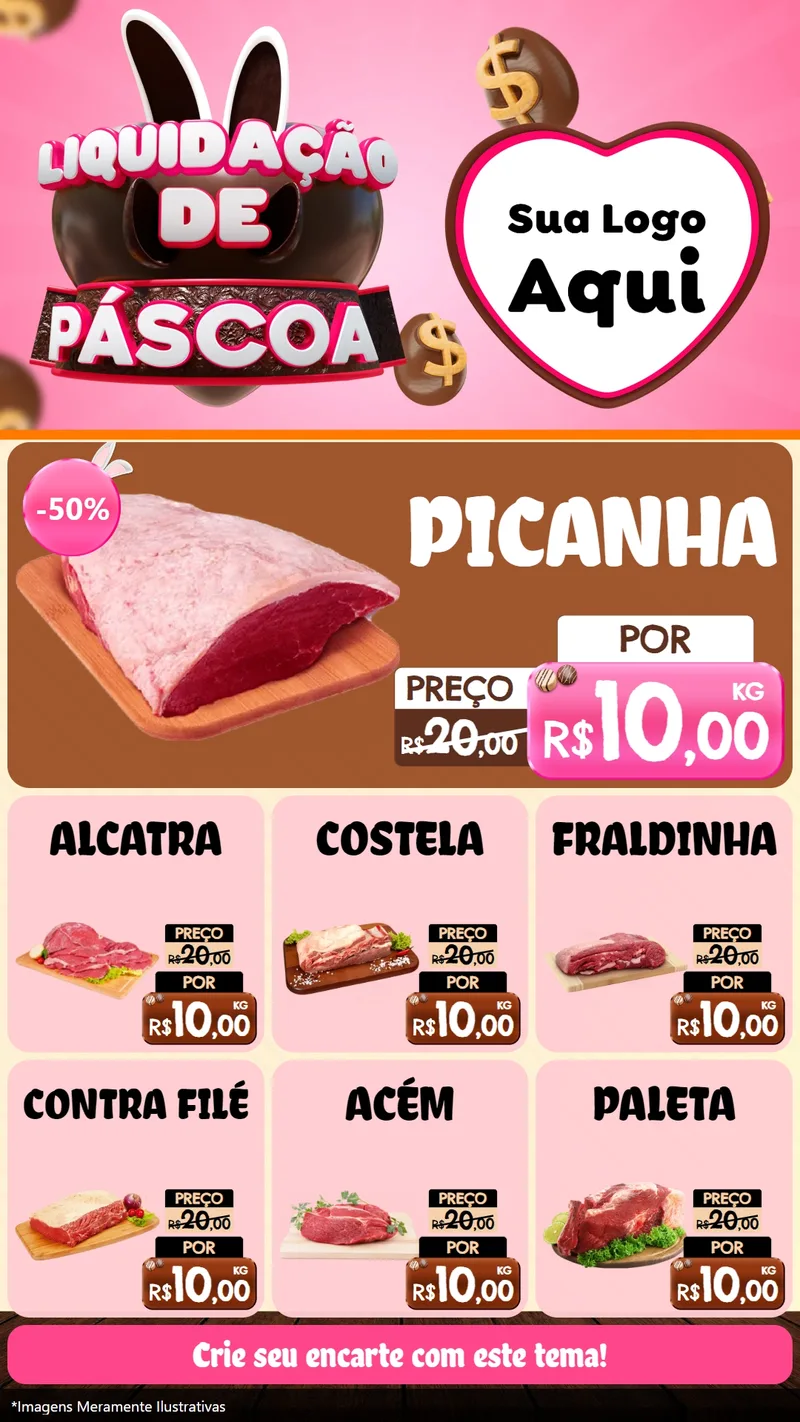 Modelo de Rede Social para Stories com o tema Liquidação de Páscoa para Açougue