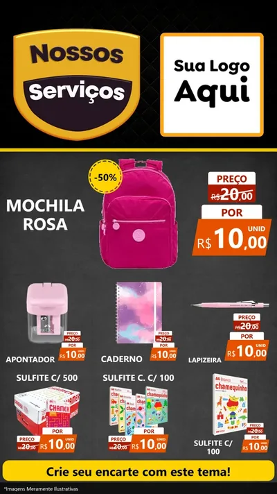 Modelo de Rede Social para Stories com o tema Nossos Serviços para Papelaria