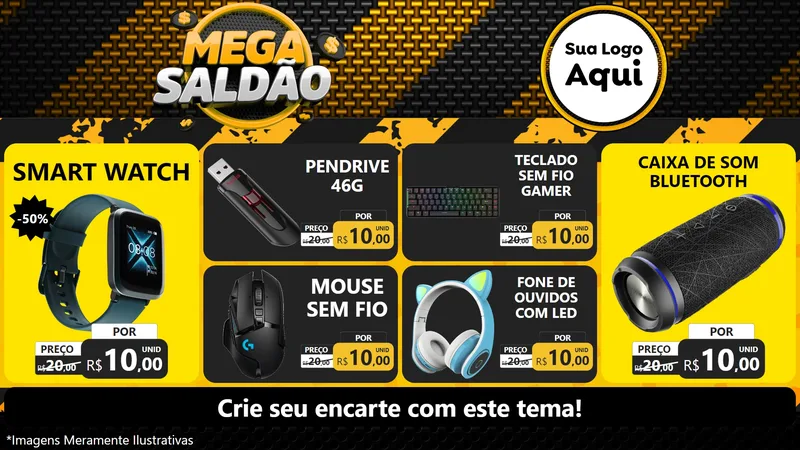 Modelo de TV para TV Horizontal com o tema Mega Saldão para Informática