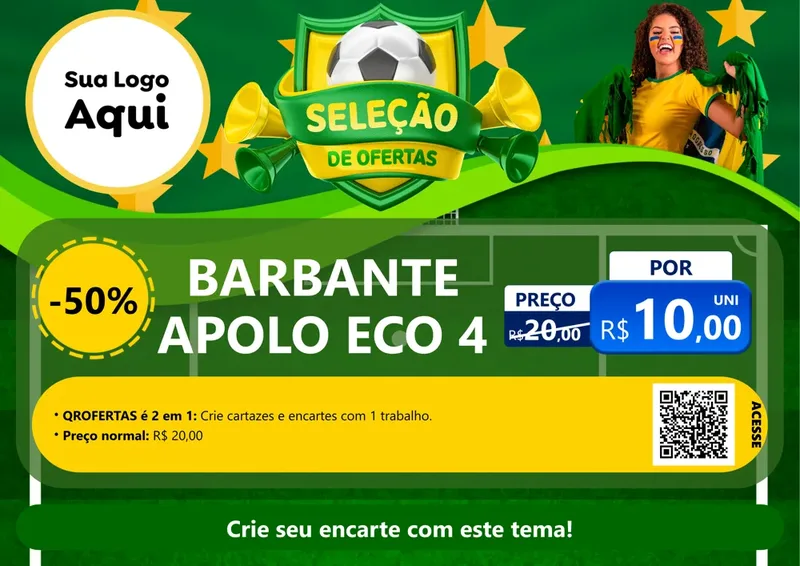 Modelo de Cartaz para Cartaz A4 Horizontal com o tema Seleção de Ofertas - Copa para Armarinho e Aviamentos