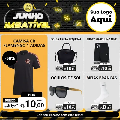 Modelo de Rede Social para Feed Facebook com o tema Junho Imbatível para Roupas e acessórios