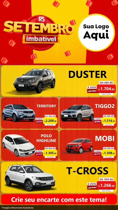 Modelo de TV para TV Vertical com o tema Setembro Imbatível para Concessionaria de Carros