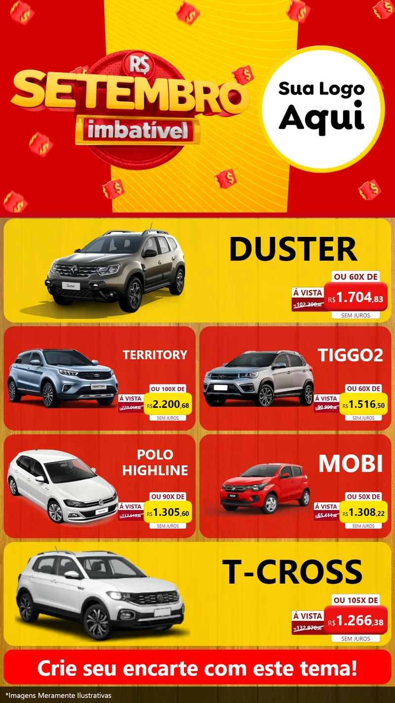 Modelo de TV para TV Vertical com o tema Setembro Imbatível para Concessionaria de Carros