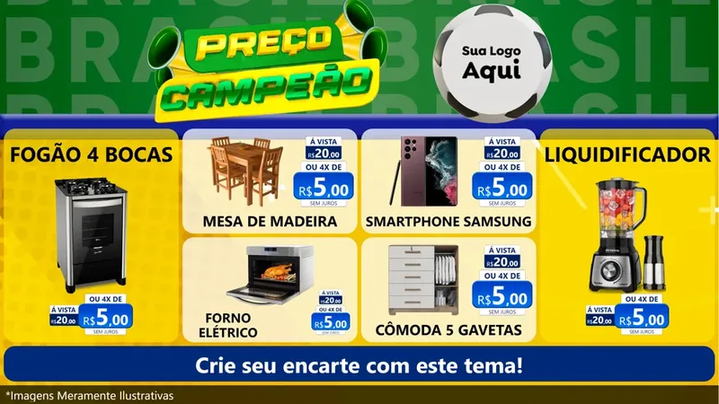 Modelo de TV para TV Horizontal com o tema Preço Campeão - Copa para Móveis e Eletro