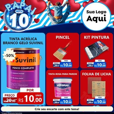 Modelo de Rede Social para Feed Facebook com o tema Papai Nota 10 para Tintas e Ferramentas